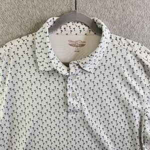 Straight Down Shirt Mens L White Martini Glasses Golf Polo Drinks Bar Party